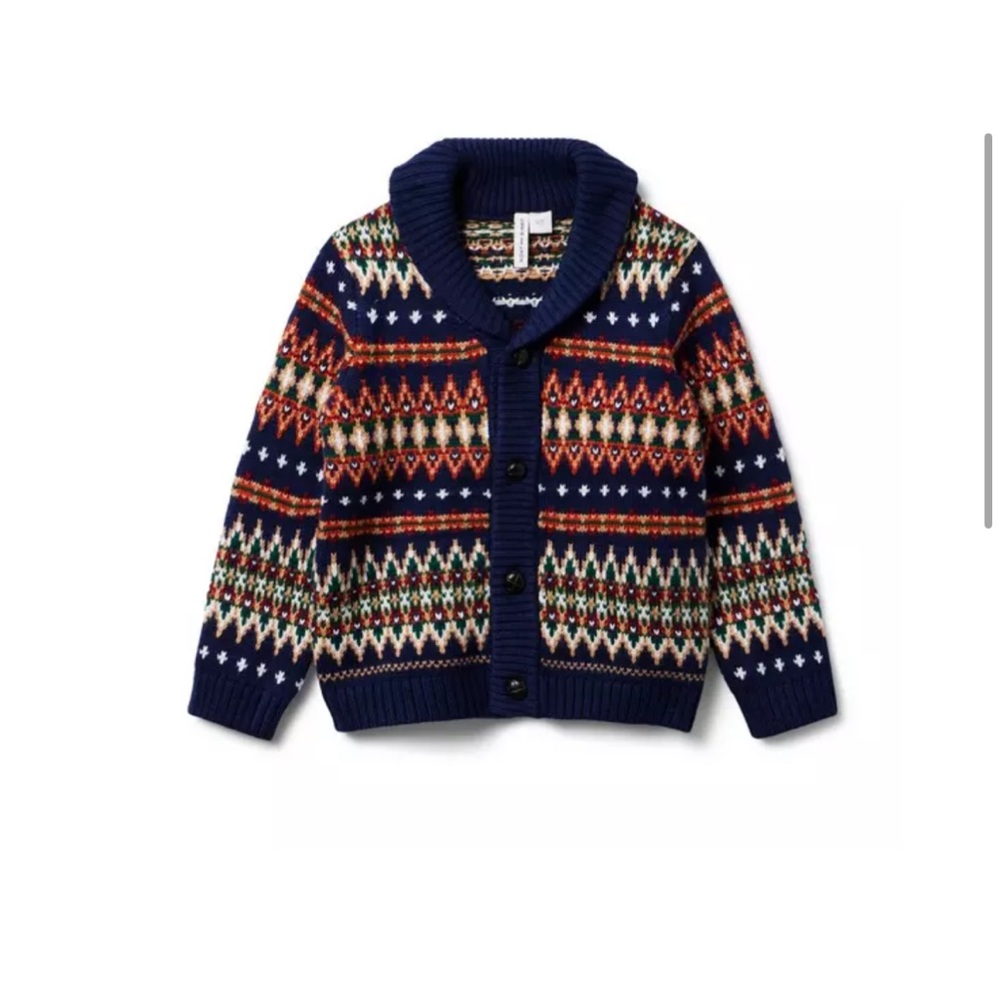 Janie and Jack Navy Fair Isle Knit Cardigan